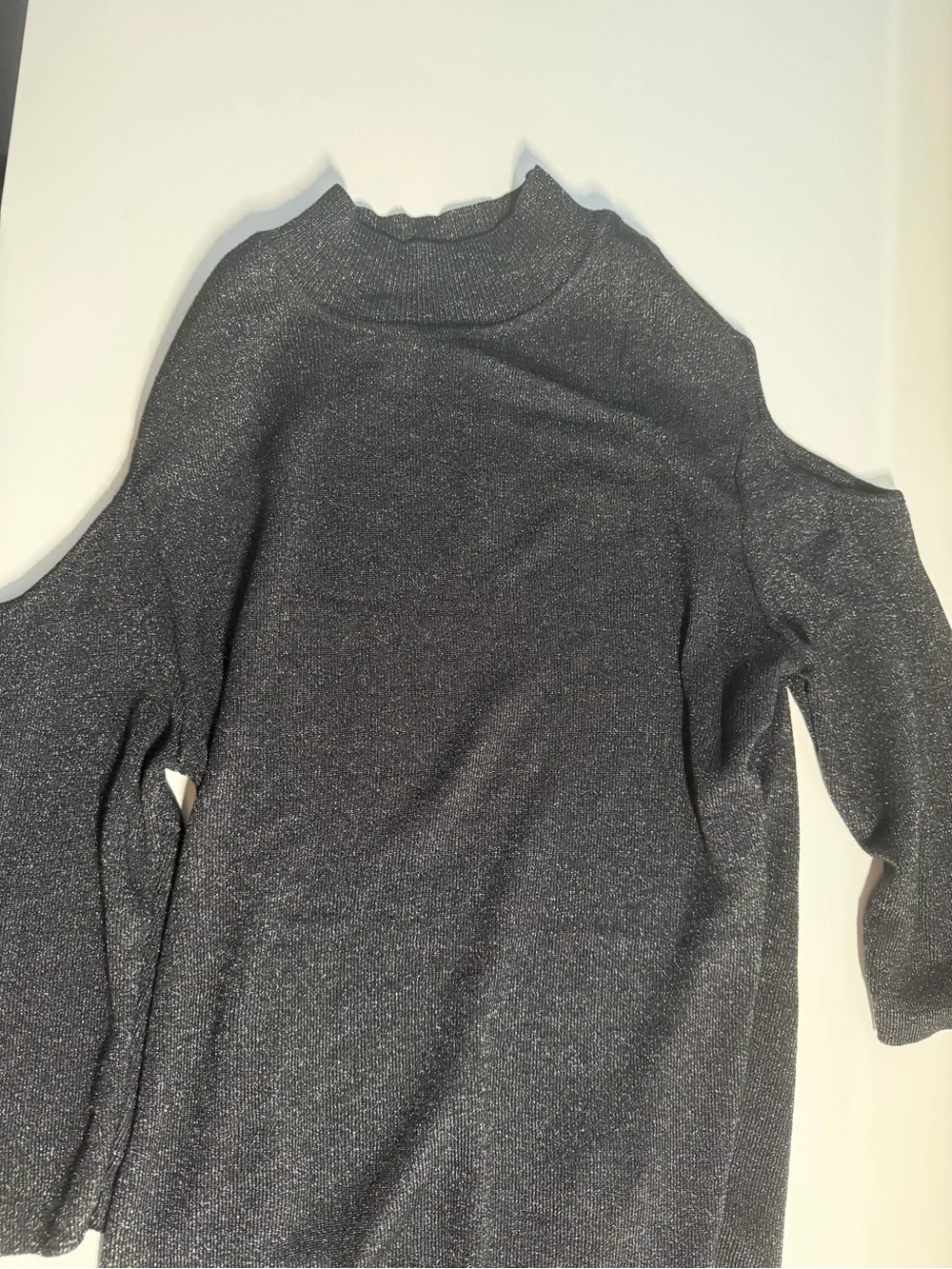 Women’s Black Mock Neck Cold Shoulder Fitted Top